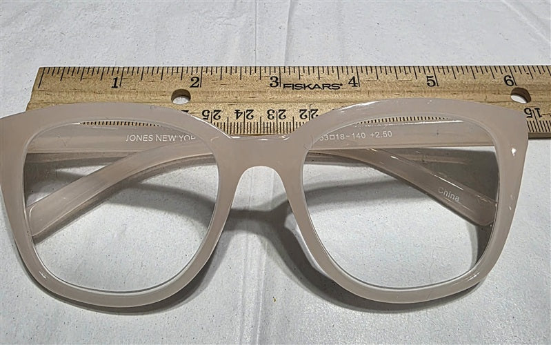 NWT Jones NY 2.5 Sheer Milky Pink Round Cat Eye Reading Nerd Glasses 137045