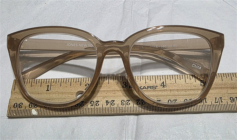 NWT Jones NY 2.0 Sheer Milky Caramel Round Cat Eye Reading Nerd Glasses 137049