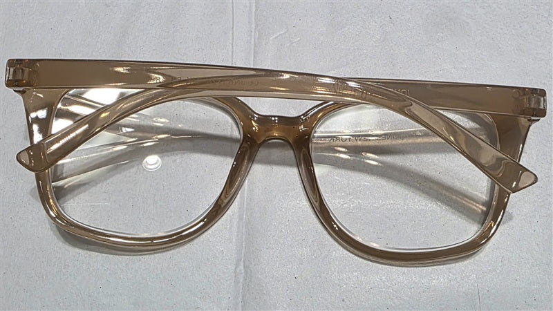 NWT Jones NY 2.0 Sheer Milky Caramel Round Cat Eye Reading Nerd Glasses 137049