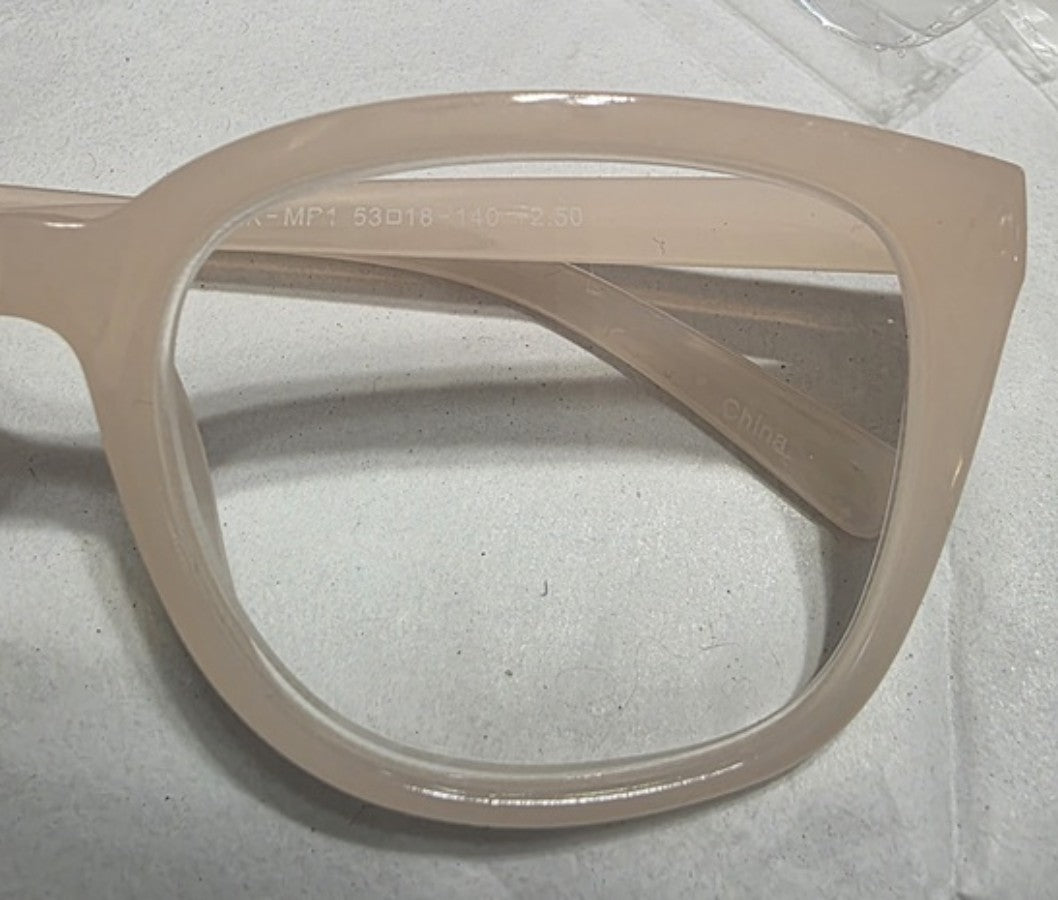NWT Jones NY 2.0 Sheer Milky Pink Round Cat Eye Reading Nerd Glasses 137050