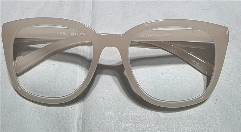 NWT Jones NY 3.0 Sheer Milky Pink Round Cat Eye Reading Nerd Glasses 137055