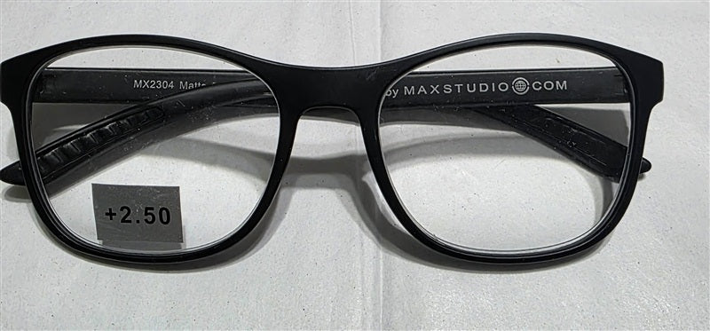 NWT Max Studio 2.5 Square Unisex Black Reading Nerd Glasses 137060