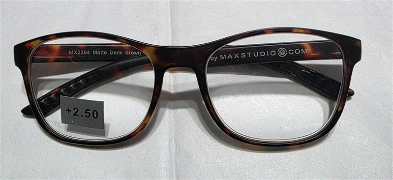NWT Max Studio 2.5 Square Unisex Brown Reading Nerd Glasses 137061