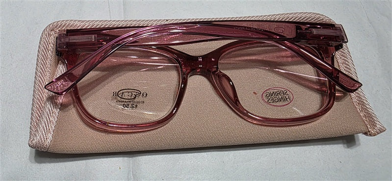 NWT Oscar De La Renta 2.5 Square CatEye Pink Sheer Reader Reading Glasses 137062