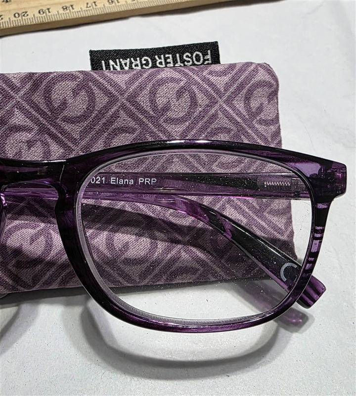 NWT Foster Grant 1.5 Purple Blue Light Computer Glasses 137064