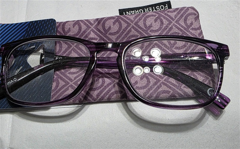 NWT Foster Grant 1.5 Purple Blue Light Computer Glasses 137064