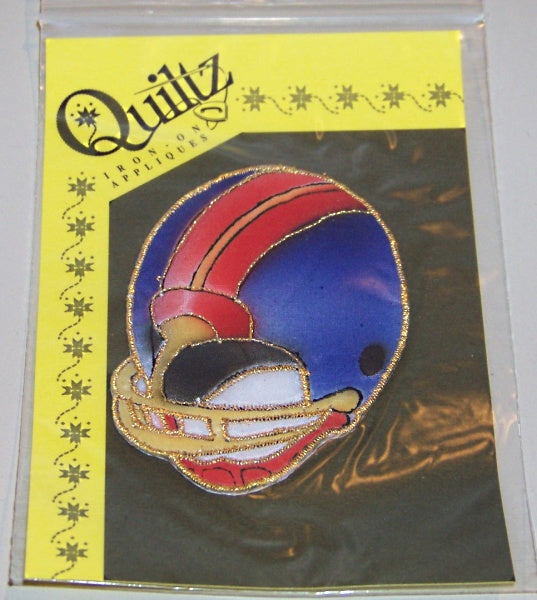 NWT Vintage Quiltz Iron On Puffy Applique Football Helmet Patch Red Blue 137068