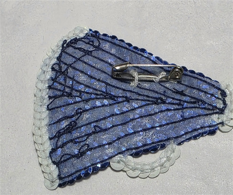 NWT Vintage Blue White Megaphone Cheerleader Sequin Beaded Pin 137070