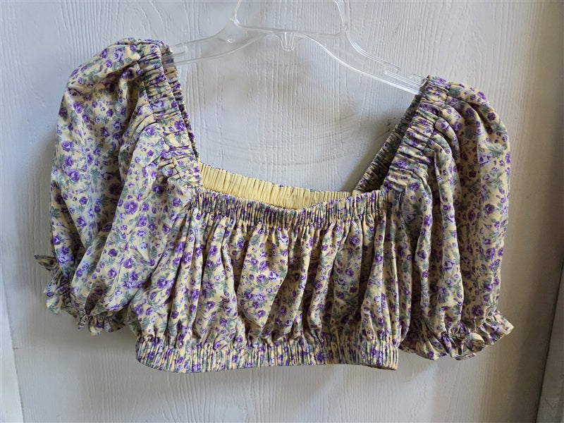 NWOTD English Factory Cropped Floral Off Shoulder Top Purple Yellow 137077
