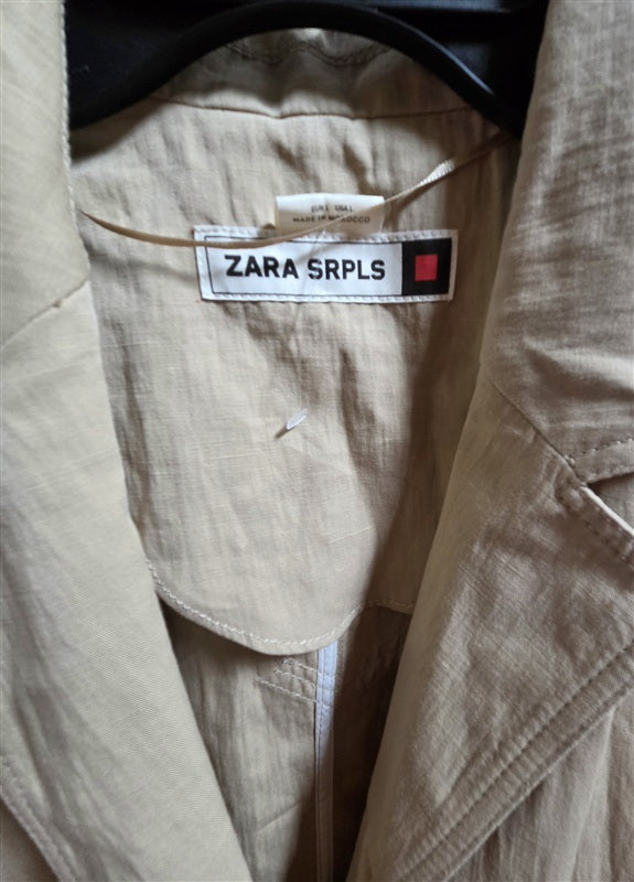 NWOT Zara Srpls S Khaki Utility Cargo Safari Blazer Jacket Beige 137081