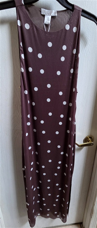 NWT Caroline Constas Small Polka Dot Mesh Cover Up Dress Brown Sheer 137085