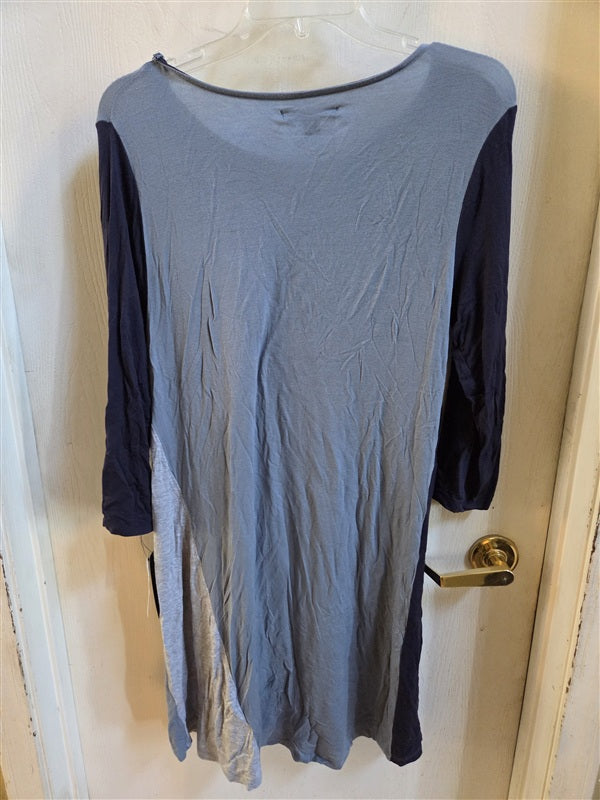 NWT Donna Karan M Blue Navy Gray D236928 Sleep Shirt 137086
