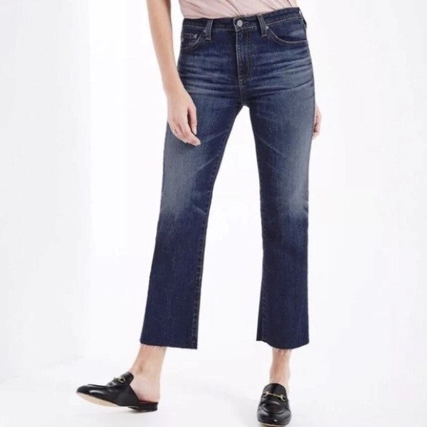 NWT Denim CoLab 7 Saltwater & Song Horseshoe Cropped Flare Jeans Blue 137091