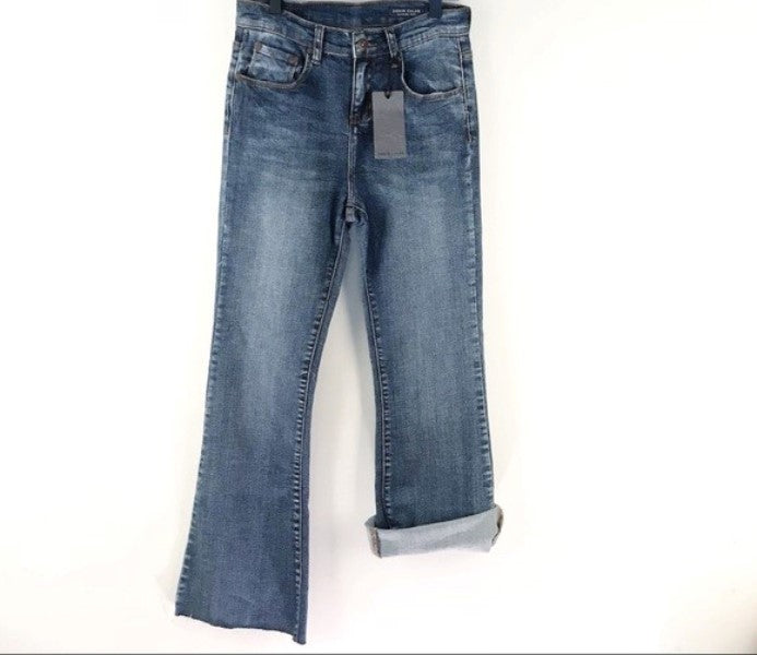 NWT Denim CoLab 7 Saltwater & Song Horseshoe Cropped Flare Jeans Blue 137091