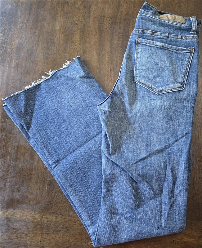 NWT Denim CoLab 7 Saltwater & Song Horseshoe Cropped Flare Jeans Blue 137091