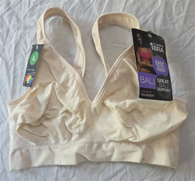 NWT Bali Bra L Comfort Revolution Seamless Smart Size Bra 3484 Ivory 137104