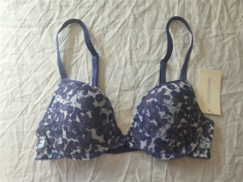 NWT OnGossamer 32A Triple Mesh Bump It Up Push-Up Bra 019750 BLue 137112