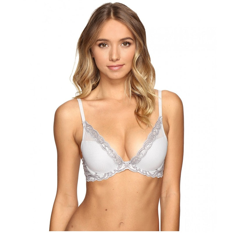 NWT Natori 32DDD Feathers Bra Plunge Contour Style 730023 Gray 137118