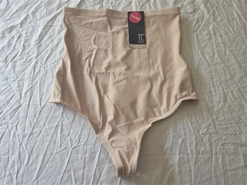 NWT TC Fine Intimates 2XL Just Enough Hi-Waist Thong 4138 Beige 137120