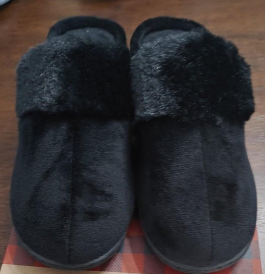 NEW Dearfoams Microsuede Black Scuff Slippers Clogs S 75677