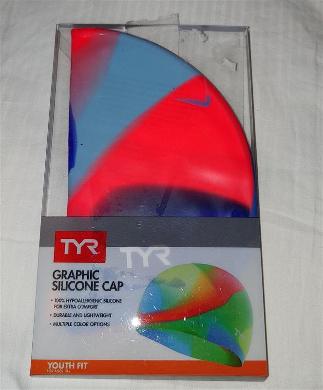 NWT TYR Tie Dye Silicone Youth Fit Cap In Pink Blue Green #79192