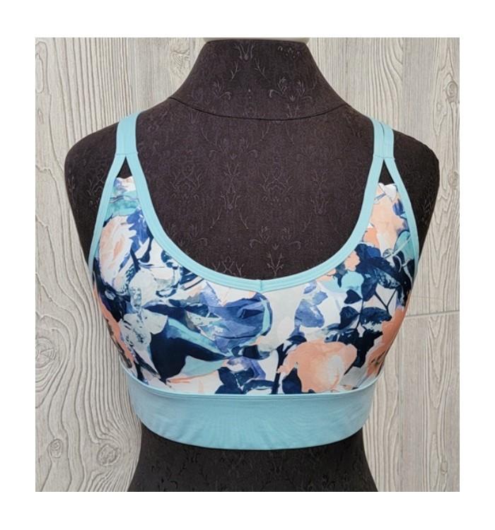 NWOT Marika Strappy Medium Impact Floral Dry-Wik Sports Bra M Mint #88315