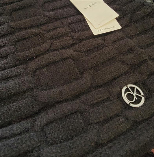 New Calvin Klein Black Infinity Cowl Scarf Equestrian Knit 91773