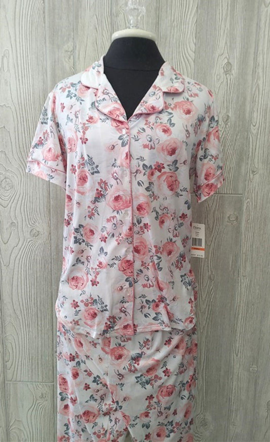 NEW Flora Nikrooz M Peach Roses 2pc Pajama Set