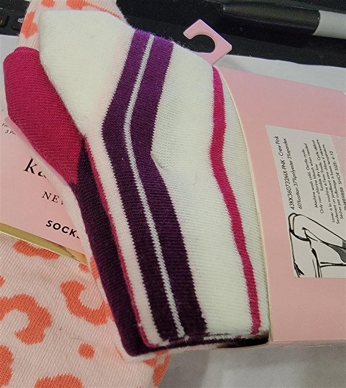NWT Kate Spade Animal & Stripes Print 3 Pack Socks 92074