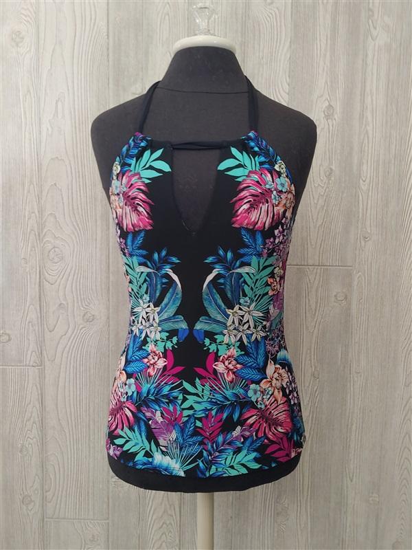 NWT Kenneth Cole Floral Keyhole Tummy Toner S KC7JM82 Tankini Top #92140