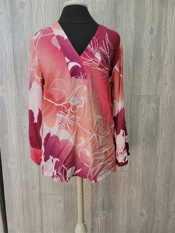 NWT Natori S OMBRE Floral TUNIC V Neck Shirt #92184