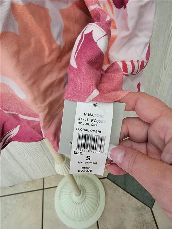 NWT Natori S OMBRE Floral TUNIC V Neck Shirt #92184