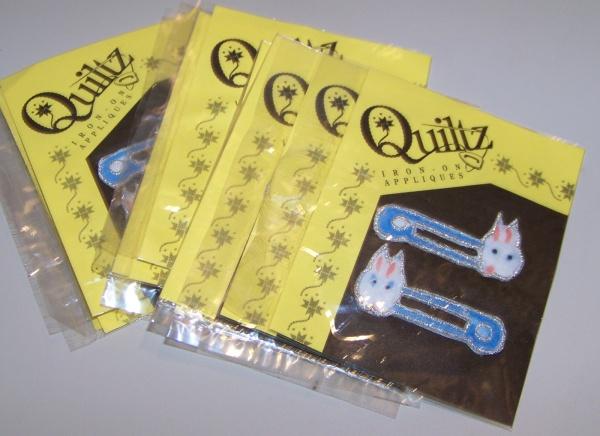 New Quiltz 10 Iron On Applique Baby Bunny Diaper Pins Patch 30158