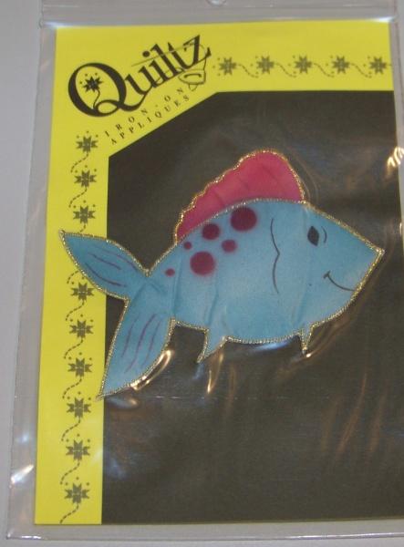 New Quiltz 10 Iron On Applique Green Pink Fish Patch 30163
