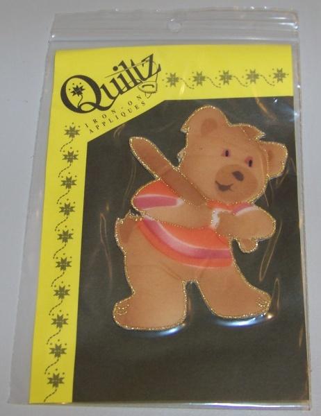 New Quiltz 10 Iron On Applique Teddy Bear Baseball Patch 30164