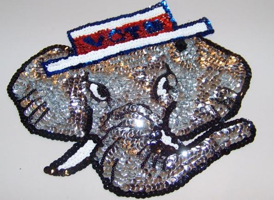 Vintage VOTE Republican Elephant HEAD GOP Sequin Patch Convention Election