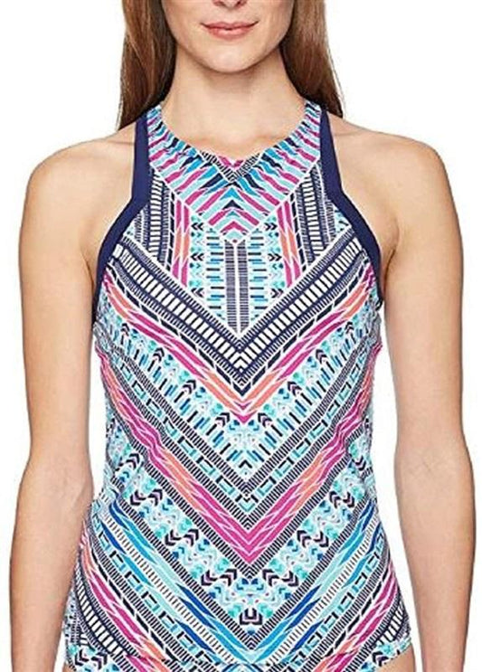 NWOT Jag Chevron-Print Racerback SM JGSS8012 Pullover Tankini Swim Top #91989