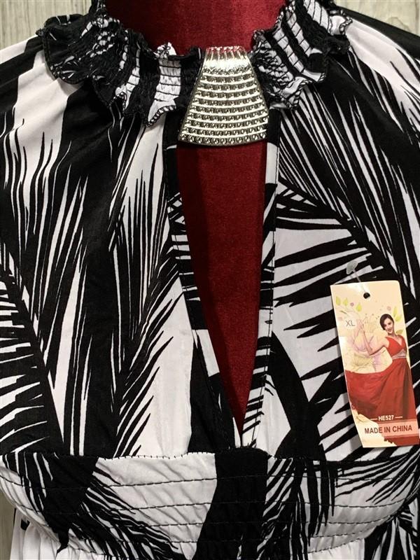 NWT Hawaiian Palms Open Back Keyhole White & Black Maxi Dress Sundress XL 07