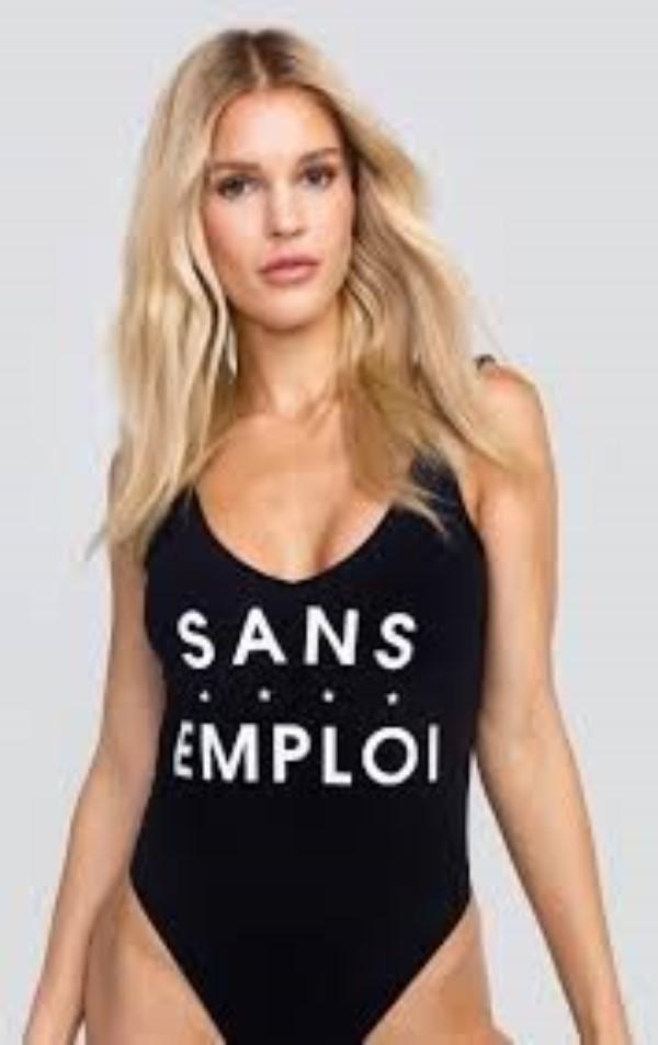 NWT Wildfox M Sans Emploi Not Employed 1PC Black Swimsuit 86047
