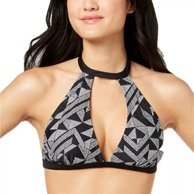 NWT Hula Honey XL Black White Maze Muse Choker Cropped Bikini Top #86400