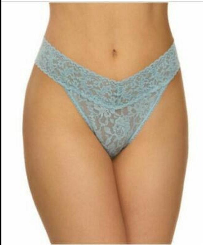 NEW Hanky Panky 1pr Blue Signature Lace Low Rise Thong Underwear #86693