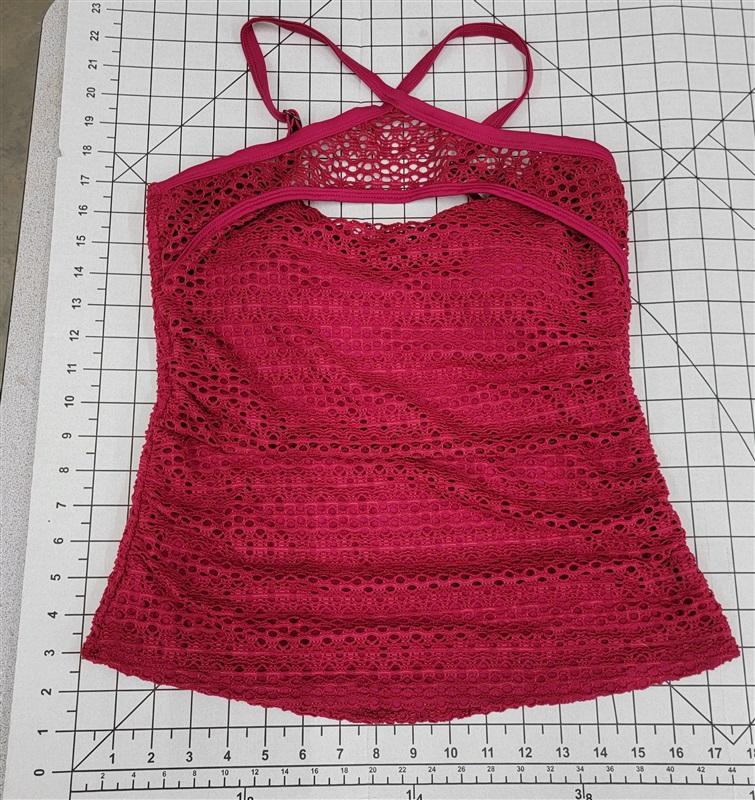 NWT Island Escape 8 Aloha Tankini Lace Crochet Raspberry Halter Swim Top 86873