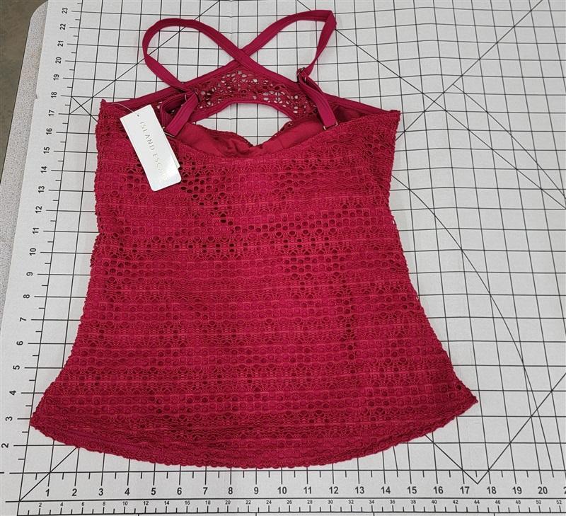 NWT Island Escape 8 Aloha Tankini Lace Crochet Raspberry Halter Swim Top 86873
