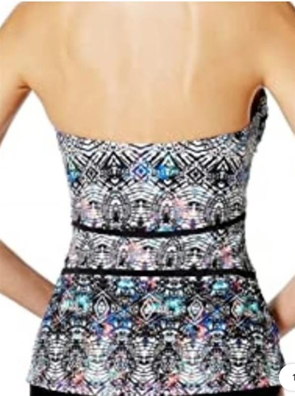 NWT Island Escape 6 Strapless Antigua Bandini Floral Tankini Swim Top 87121