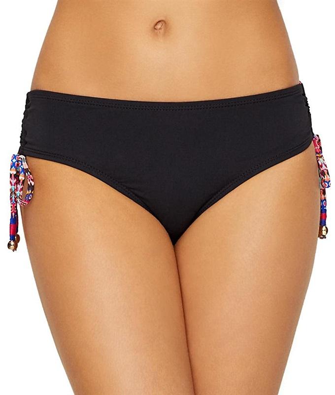 NWT Anne Cole S Stevie Black Stripe Side Tie Bikini Bottom #87587