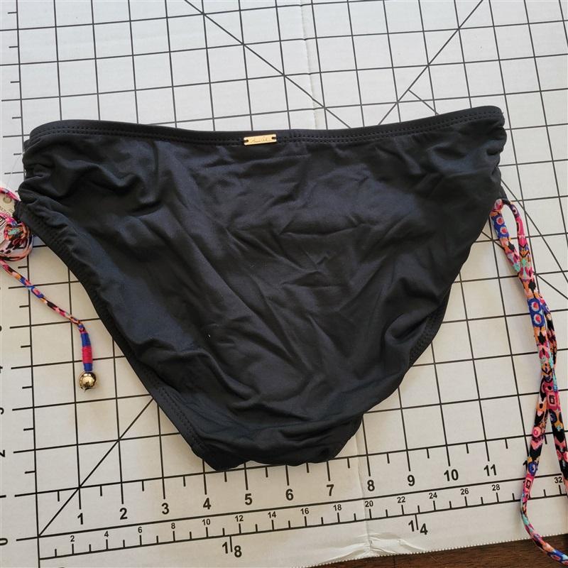 NWT Anne Cole S Stevie Black Stripe Side Tie Bikini Bottom #87587