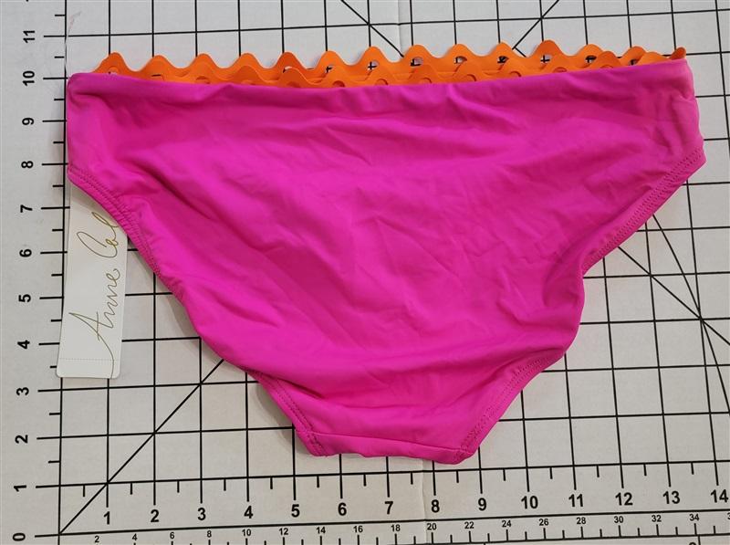 NWT Anne Cole S Pink & Orange Ric Rac Mid-Rise Bikini Swim Bottoms -#87631