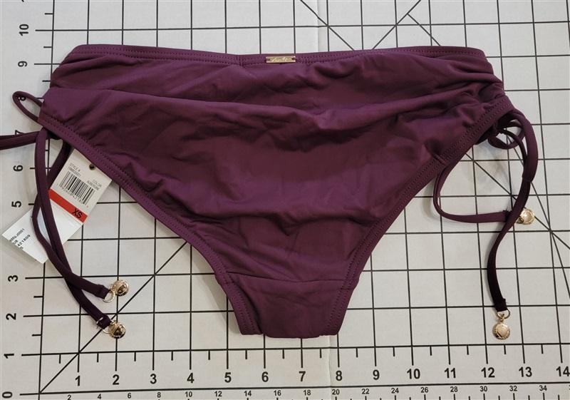 NWT Anne Cole XS Live In Color Alex Side Tie Bikini Bottom Burgundy 87635