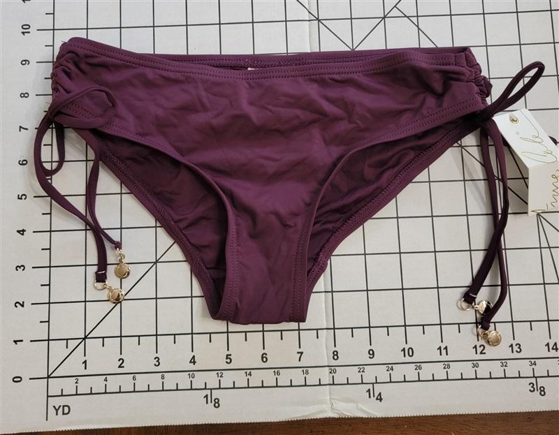 NWT Anne Cole XS Live In Color Alex Side Tie Bikini Bottom Burgundy 87635