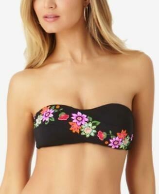 NWT Anne Cole L Fleetwood Stevie Bandeau Black Floral Print Bikini Top -#87731